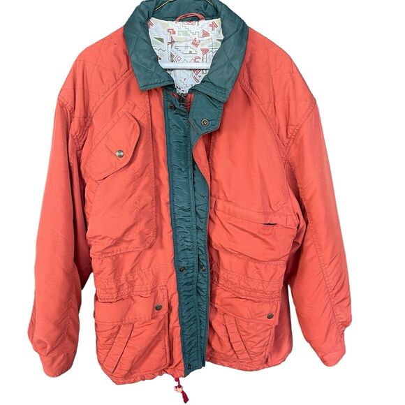 Never Legal Womens Jacket Extra Large XL Orange Full Zip Cinch Waist Winter Warm - Picture 1 of 14
